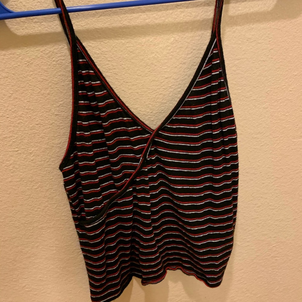 black red and white crop top